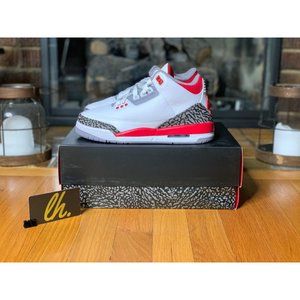 Size 6y/7.5 W Air Jordan 3 Retro “Fire Red” Basketball Sneakers